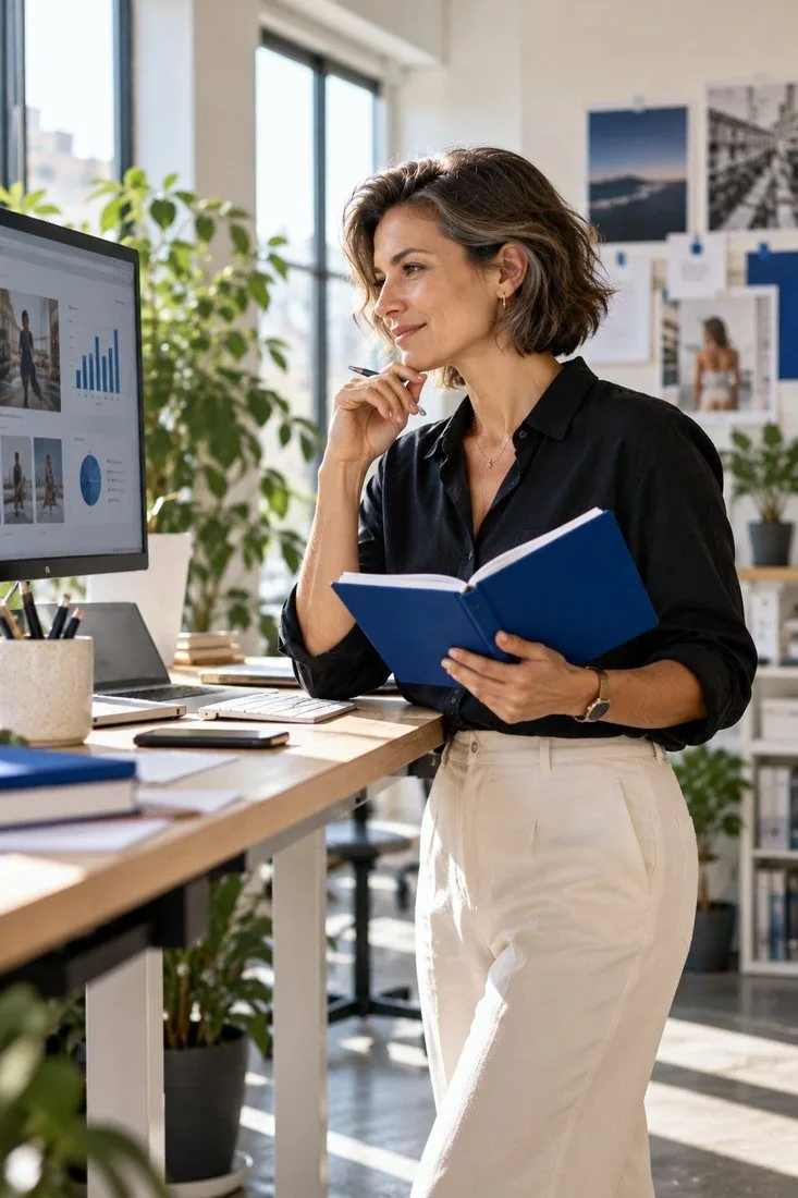 A marketing coordinator reviewing a campaign dashboard